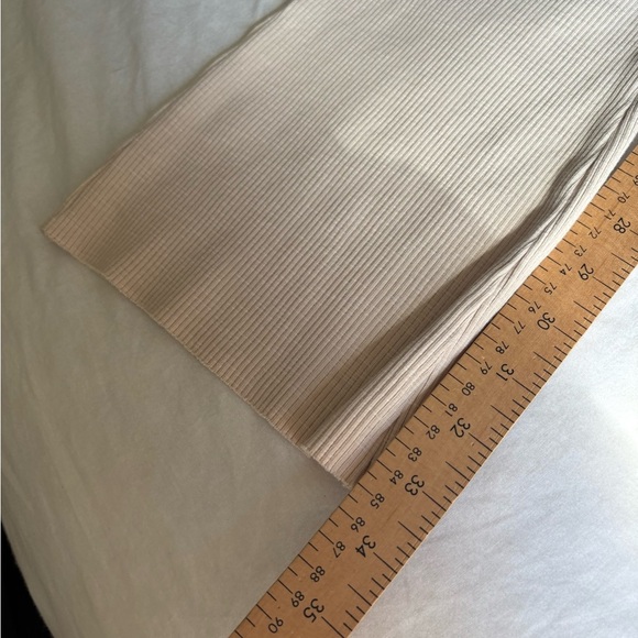 Zara NWOT beige cream ribbed fold over waist flare pants medium tall stretchy - Picture 8 of 11